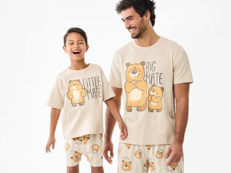 Short Sleeve Knit Top and Shorts Family Pyjama Set