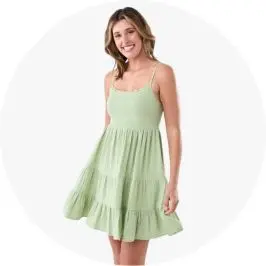Womens Green Sleeveless Mini D