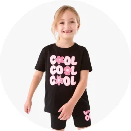 Young Girl Wearing Black Colour Cool Print Short Sleeve T-S