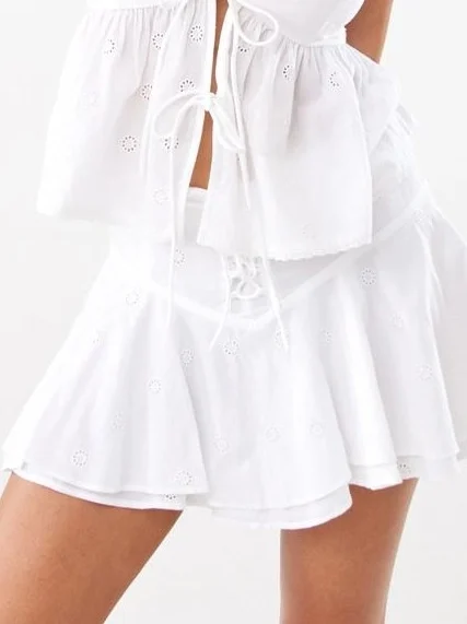 Boho Broderie Ruffle Mini S