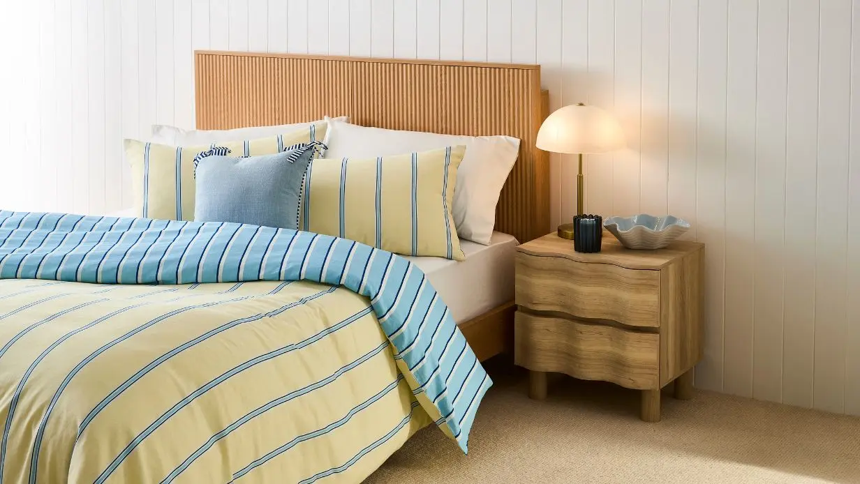 Yellow and blue bedding - August Living
