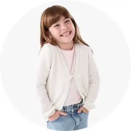 Whote Tie Front Cardigan for Girls 1-7 y