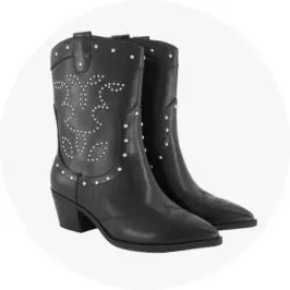 Womens Black Western Block Heel B