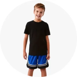 Boy Wearing Black Active Kids T-Shirt and Sh