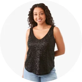 Womens Sleeveless Black Sequin