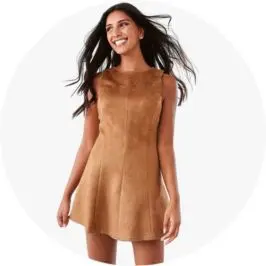 Womens Deep Carmel Suedette Mini D