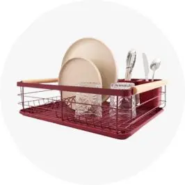 Red Wooden Handle Dish 