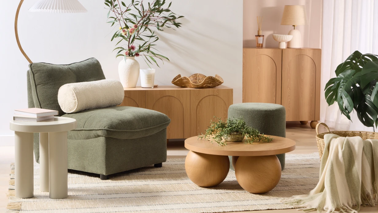 Living room with the Como Chenille Lounge Chair