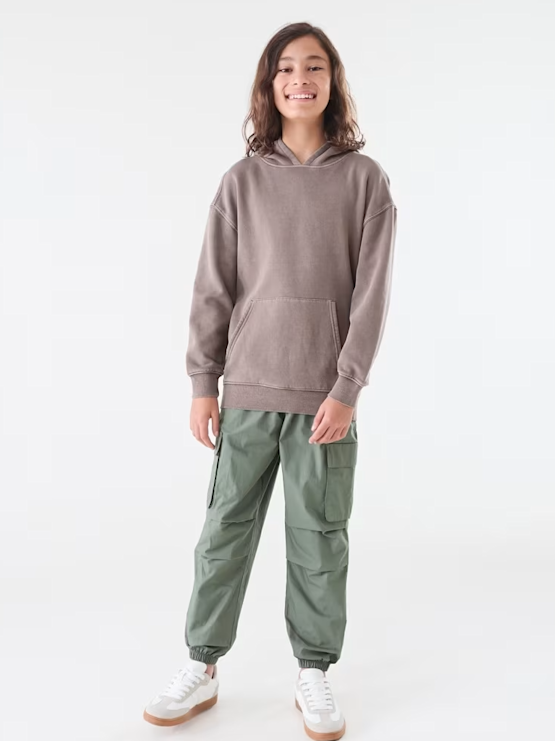 Oversized Washed Hoodie with Po