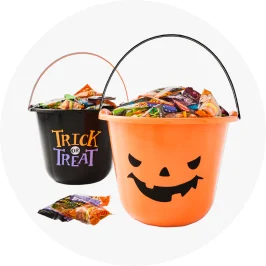 Trick or treating buckets full of c