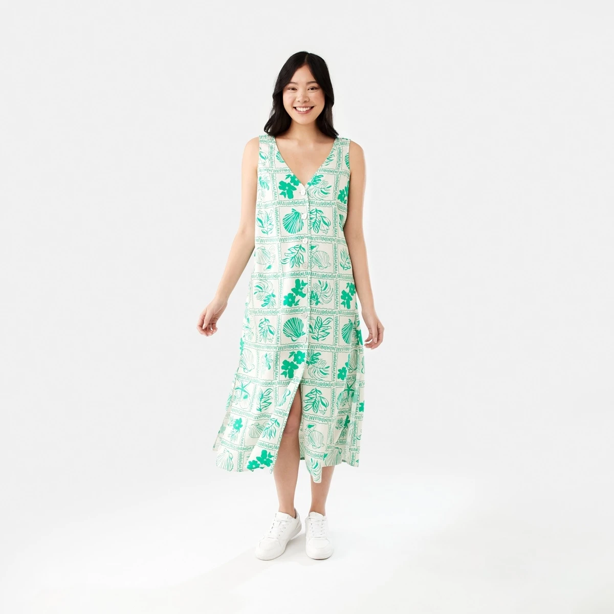 Button Through Midi Dress