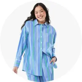 Womens Long Stripe Blue Long Sleeve Resort S