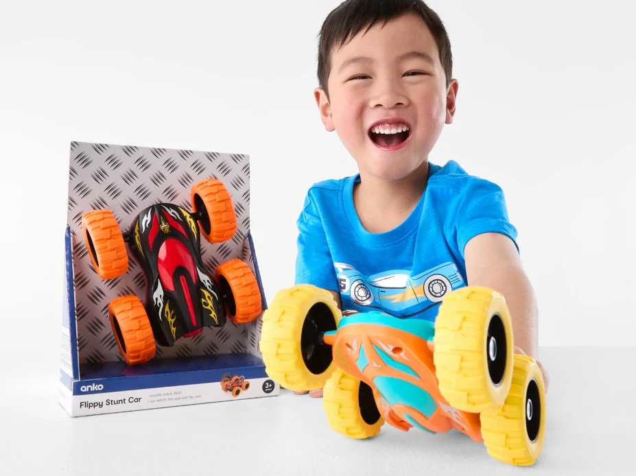 Young boy with flipping car