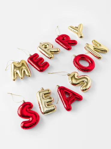 Lettered Christmas tree ornam