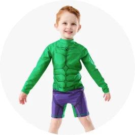 Kid Wearing Hulk License Long Sleeve Swim