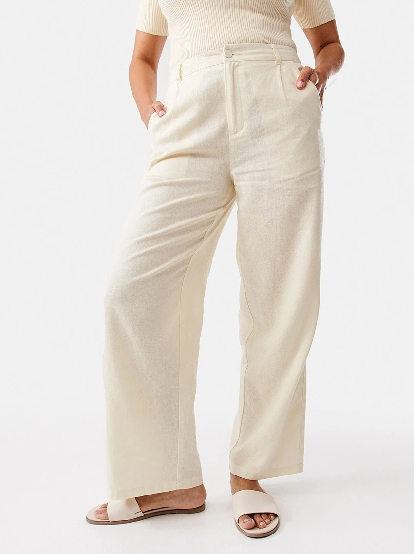 Smart Linen Blend Pants Ylw 