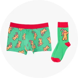 Gingerbread Print Trunks and Socks Gift Pack for