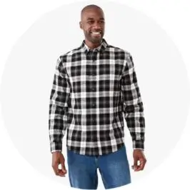 Mens black Check Long Sleeve Brushed Check S