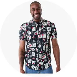 Short Sleeve Christmas Print S
