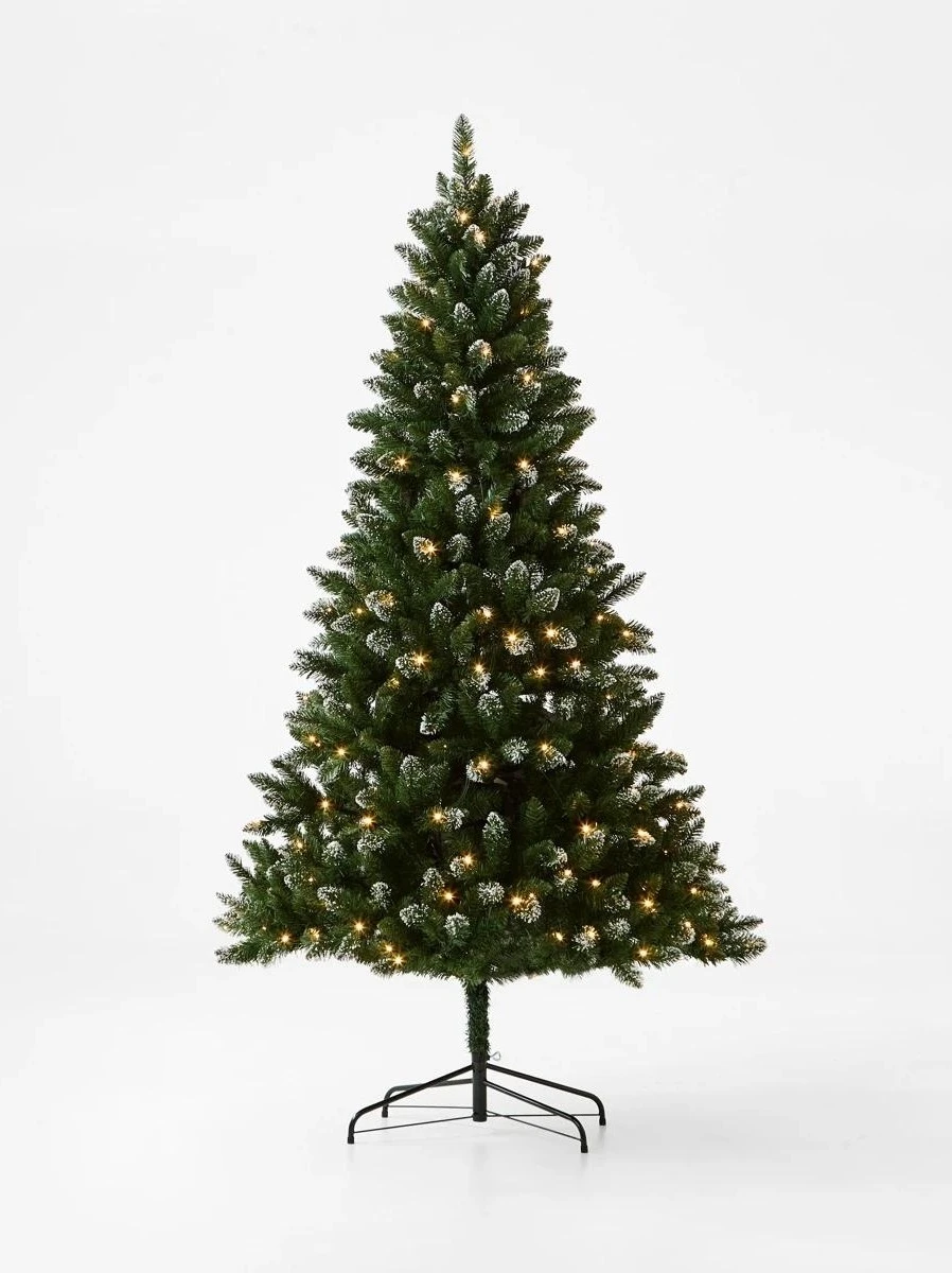 2.13m (7ft) Flocked Pine Prelit Christmas 
