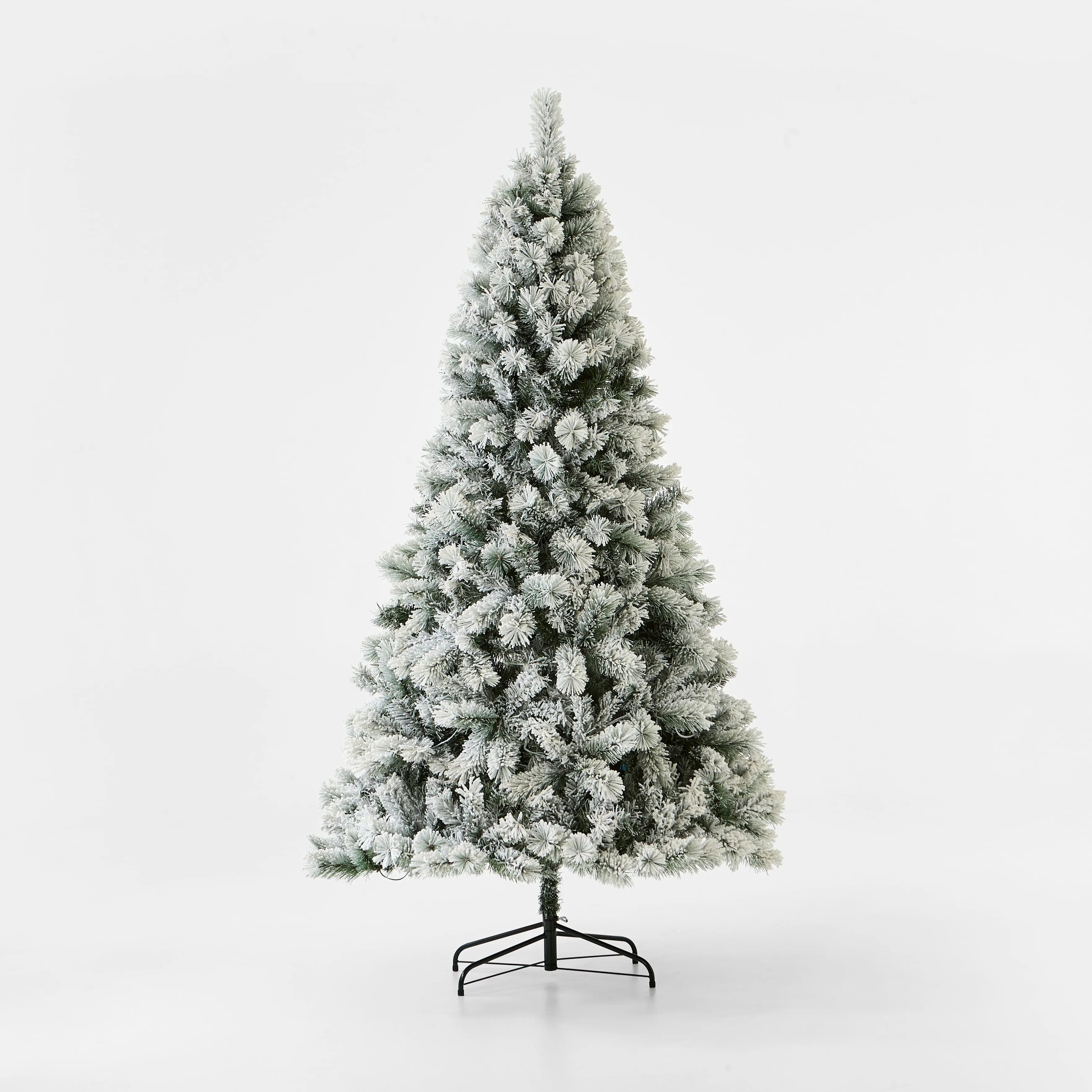 2.13m (7ft) Snowy Prelit Christmas Tree with a lighter background