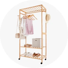 Bamboo Garment Rack with wheels