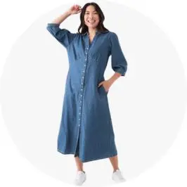 Womens Long Sleeve Denim Maxi D
