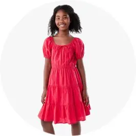 Red Broderie Dress for Girls 