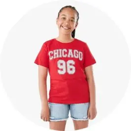 Girls' Chicago Print Short Sleeve Print Red T-s