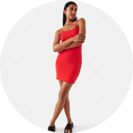 Sleeveless Luxe Mini Dress-Red