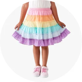 Girl Wearing Multi- Coloured Tiered S