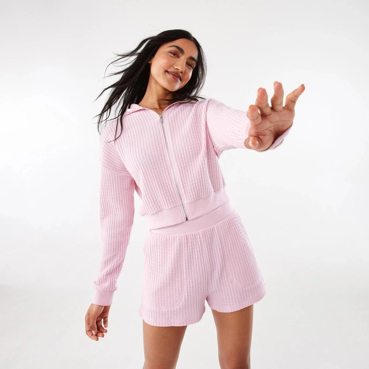 Waffle Cropped Hoodie