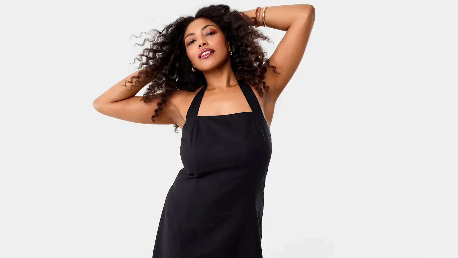 womens black linen dress
