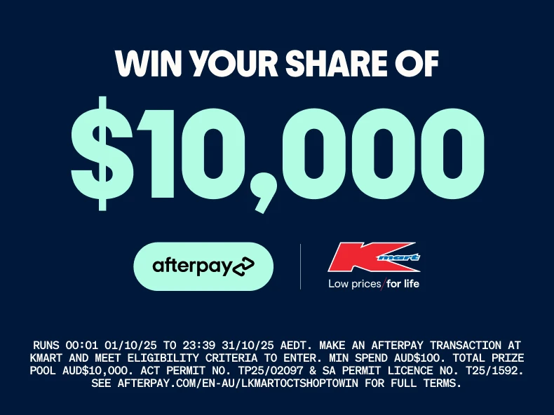 Spend $100 or more with Afterpay for a chance to win.