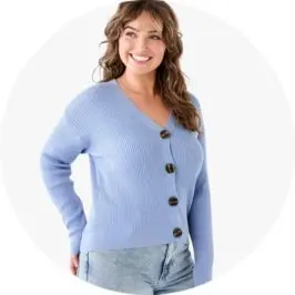 Womens Blue Textured V-Neck Card