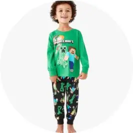 Boy Wearing Minecraft License Pyjama