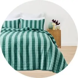 Reversible Stripe Coverlet Set - QueenKing Bed, 