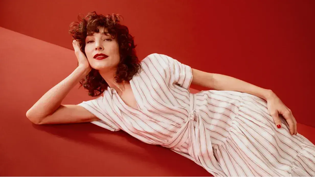 Target women european linen striped tiered midi dress