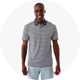 Mens Jersey Stripe Polo S