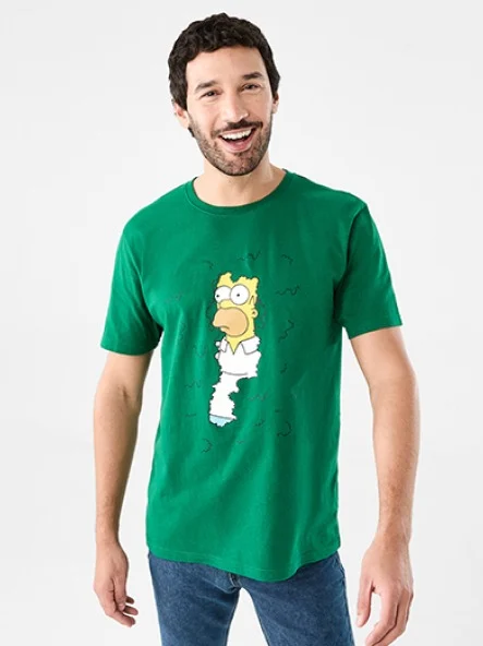 Man wearing a simpsons tshirt in green color