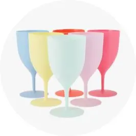 6 Piece Reusable Coloured Wine 