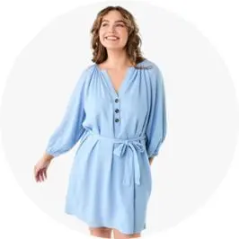 Womens Blue Elbow Sleeve Linen Blend Mini D