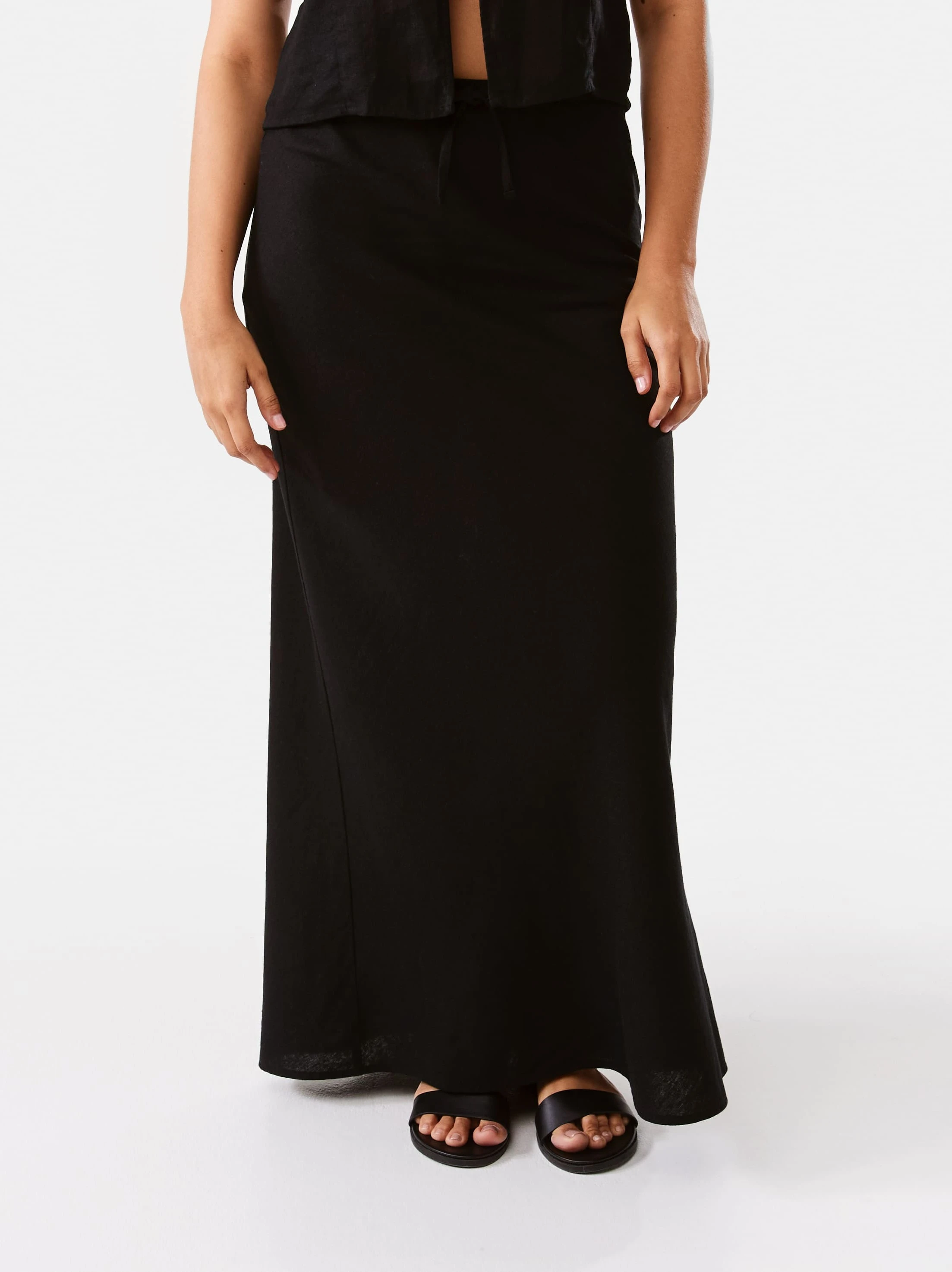 Linen Blend Maxi Skirt B