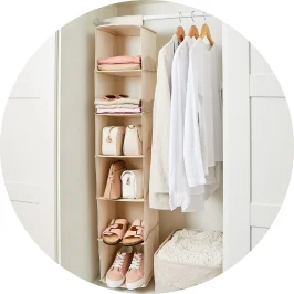 6 Shelf Linen Look Hanging Organiser