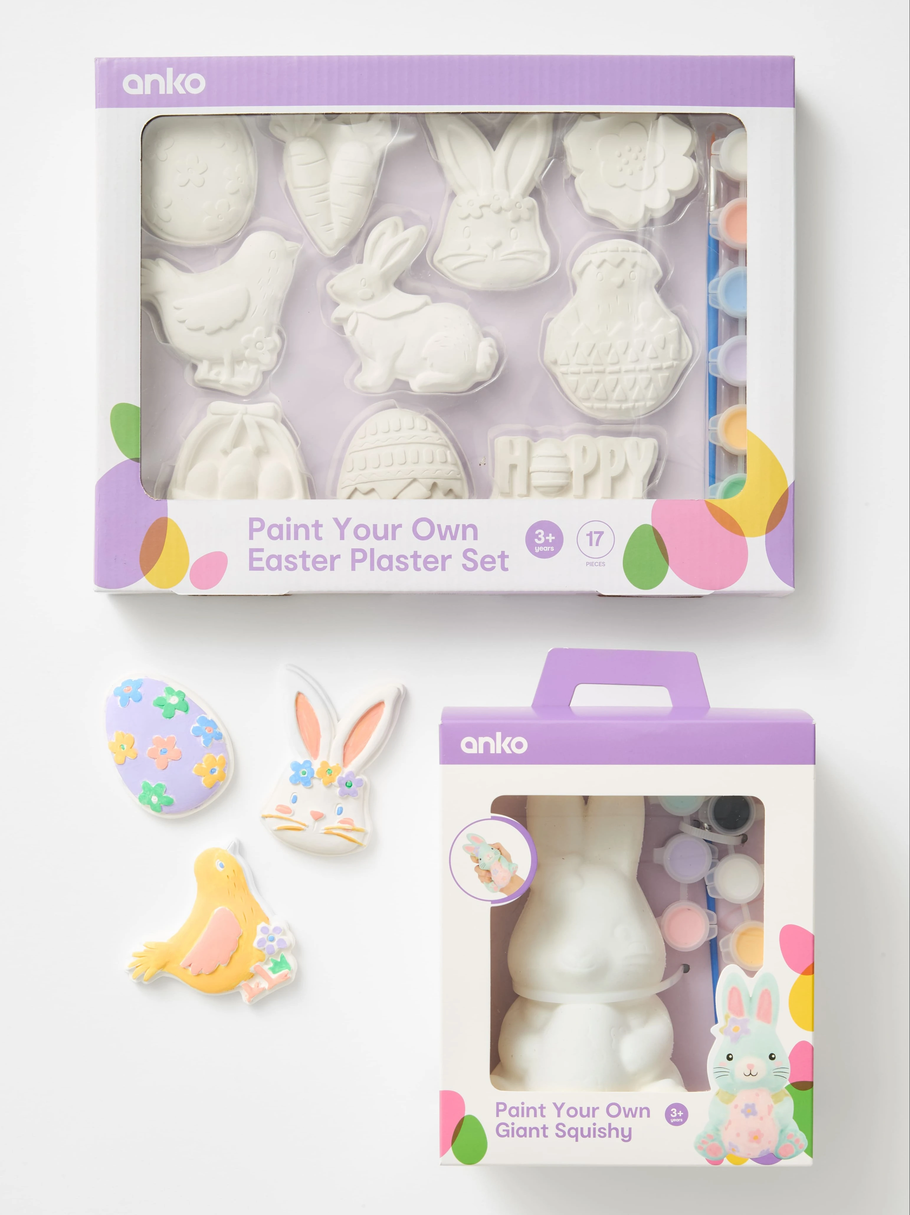 17 Piece Paint Your Own Easter Plaster Set & Paint Your Own Giant Easter Squishy