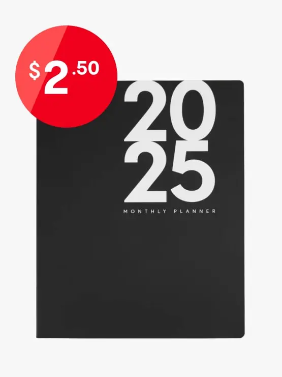 2025 Monthly Planner Diary - Black $