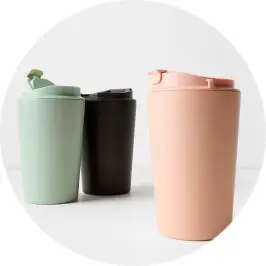 400ml Double Wall Coffee Cups- Sage, Black and Sunset Or