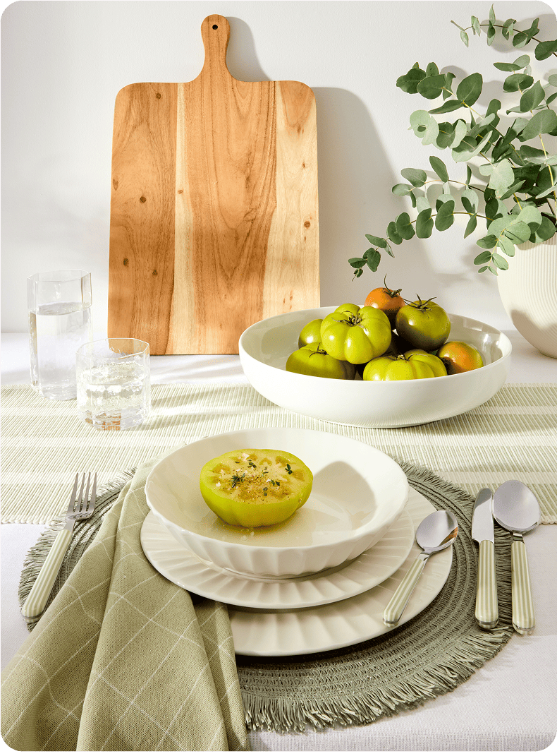 Dining table set-up with new dinnerware set