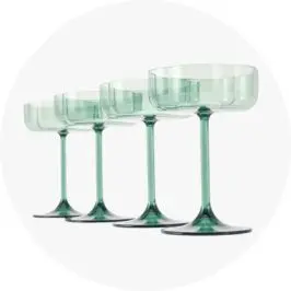 4 Green Acrylic Ripple Cocktail Gla