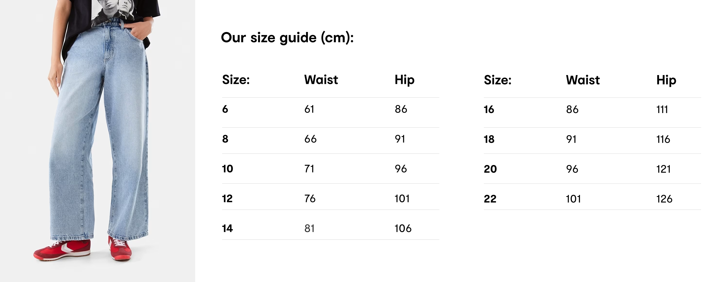 Kmart Denim Guide Size Chart 1